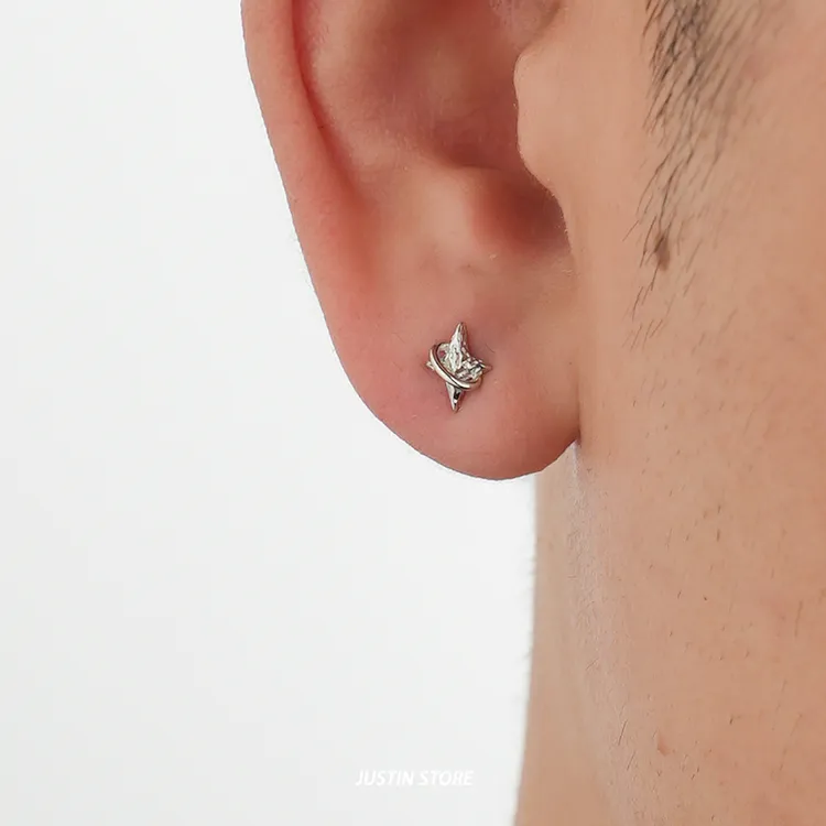 合金耳饰 小众设计立体星星耳环星芒耳环女个性耳钉男轻奢百搭