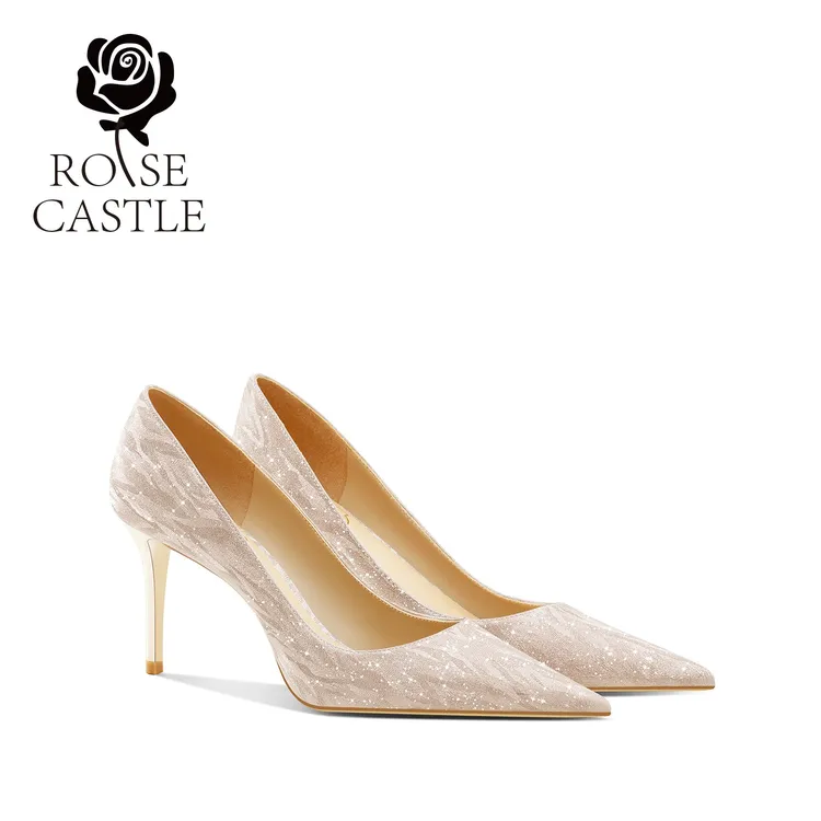 rosecastle不累脚高跟鞋婚鞋女细跟百搭日常两穿百搭气质单鞋女