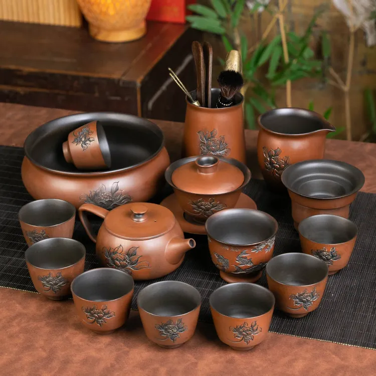 云南紫陶步步生莲悬停茶壶功夫茶具全手工泡茶紫砂壶家用办公套装