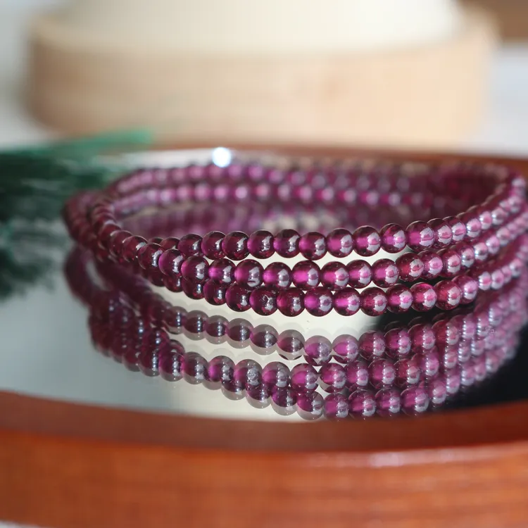 【生辰守护】正品天然紫牙乌石榴石三圈手串粉丝福利手链时尚百搭款
