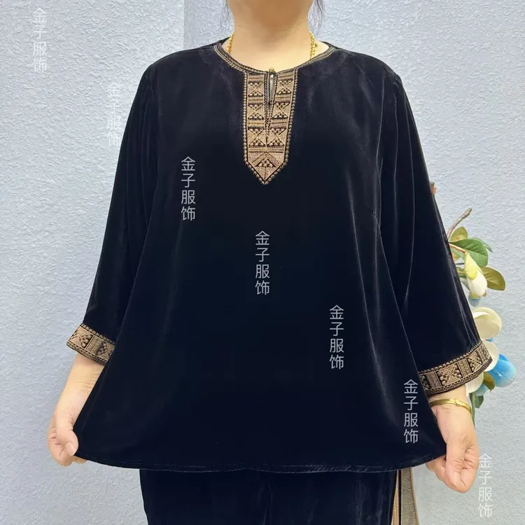 P5-79318款桑蚕丝植绒短衫上衣