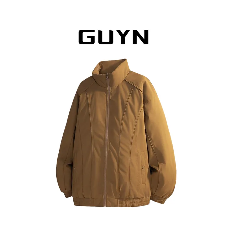 【品牌正品现货】GUYN休闲百搭宽松潮流秋冬立领加绒加厚保暖棉服男