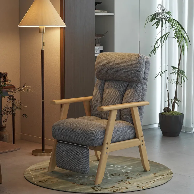 单人椅客厅老人舒适实木扶手护腰椅可睡可躺家用高靠背久坐沙发椅