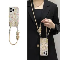 碎花兔子斜跨绳适用苹果17promax手机壳华为/荣耀/OPPO/vivo/小米