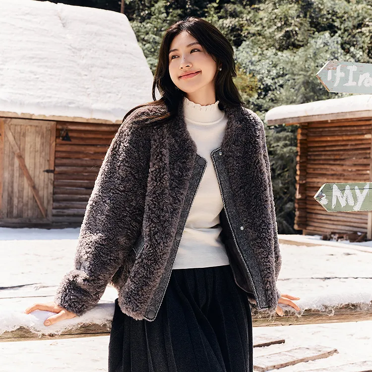 【专享】生态皮草温暖仿羊卷毛外套甜美小香风DOUBLOVE贝爱新款