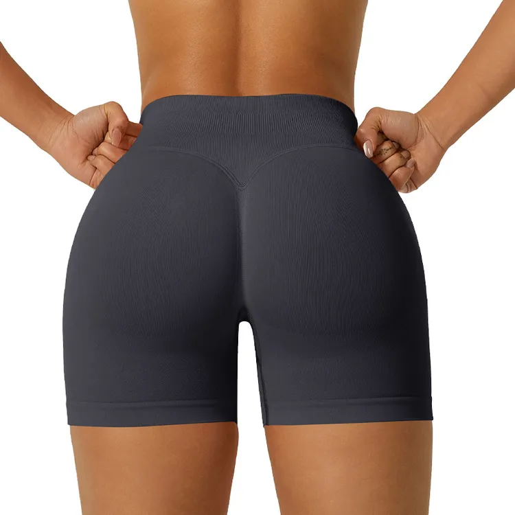 2025跨境新品DF爆款三段腰蜜桃提臀修身束腰运动瑜伽健身女短裤