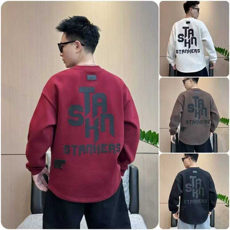 冬季男士圆领高克重加绒加厚高街潮牌字母长袖卫衣休闲百搭