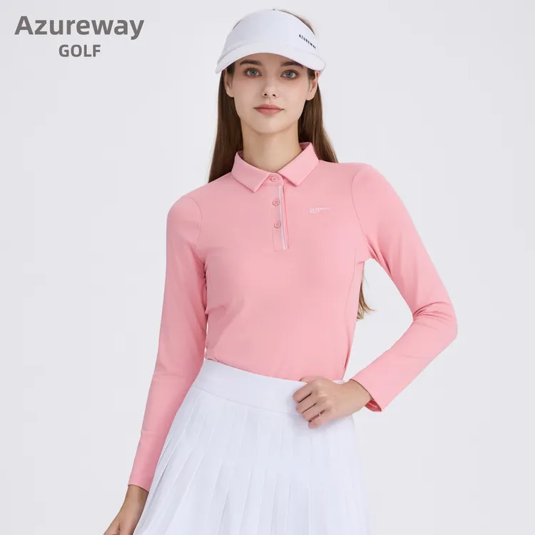 Azureway女士高尔夫加厚长袖polo衫速干弹力修身舒适时尚GOLF球衣