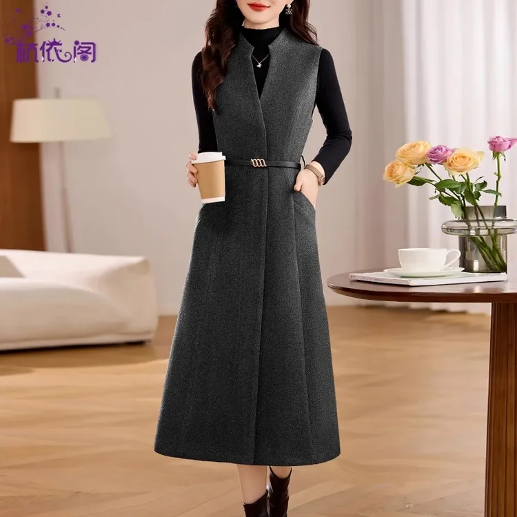 毛呢背心连衣裙两件套女装2025新款秋冬高级感气质收腰显瘦套装裙