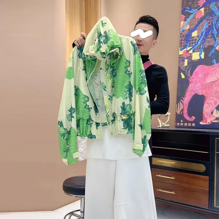 设计感印花开衫外套女士夏季薄款连帽防晒衣气质显瘦拉链休闲上衣