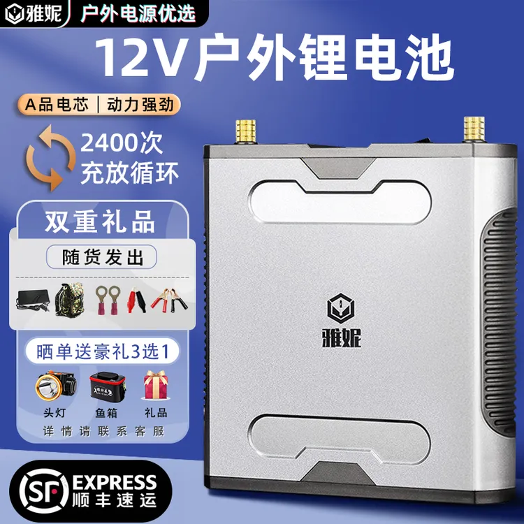 雅妮12V锂电池大容量电瓶聚合大功率强动力超轻户外100Ah照明逆变