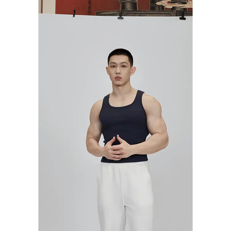 Cosy Rule 紧身款运动休闲健身螺纹背心｜藏青色