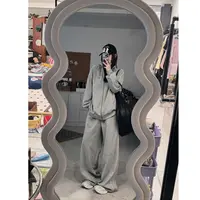 晶咕【帅意正浓！】美式侧双白条宽松外套+全松紧高腰抽绳运动裤