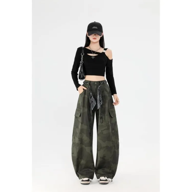 【送腰绳】弯刀速干裤女春秋款2025高腰显瘦休闲慵懒休闲宽松阔腿裤