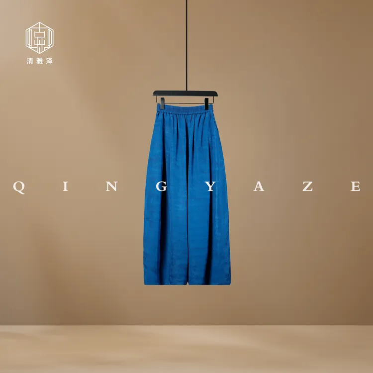 星辰大海蓝！桑蚕丝正绢通金新中式长裤！GZ5679古拙质造