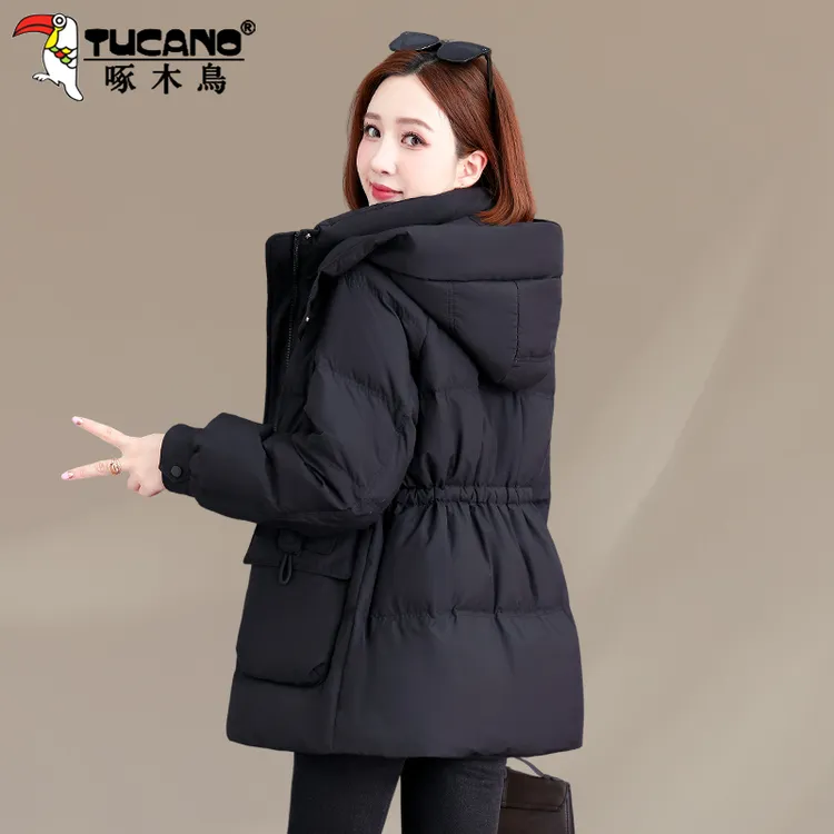 啄木鸟羽绒服女款冬季2025新款中年女士时尚保暖修身外套加厚女装
