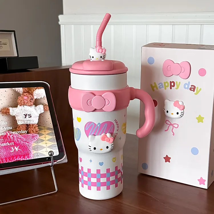 Hellokitty保温杯大容量女生2025新款高颜值巨无霸冰霸杯子带吸管