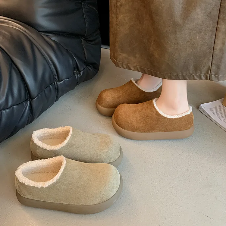大土豆全包勃肯鞋女款加绒保暖低帮防滑雪地靴女冬季内增高休闲鞋