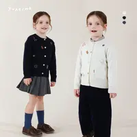【easa私服羊毛混纺】女童手工刺绣小众百搭针织开衫毛衣