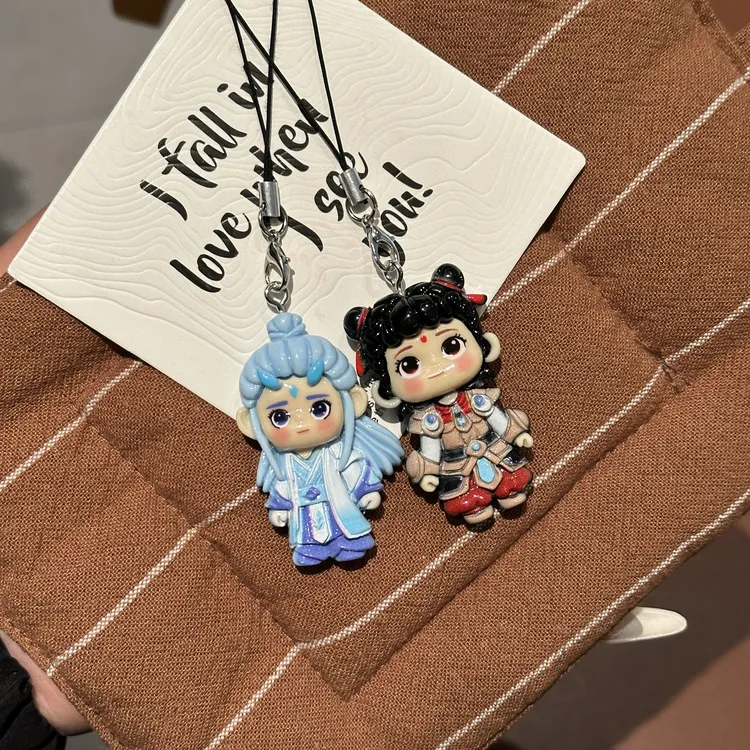 哪吒2魔童闹海藕饼CP手机链挂件卡通动漫高颜值哪吒敖丙书包挂饰