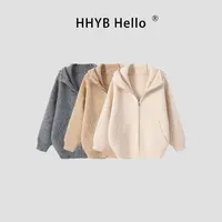 HHYB Hello超绝松弛感连帽毛衣2025秋冬新款拉链针织外套QM1520