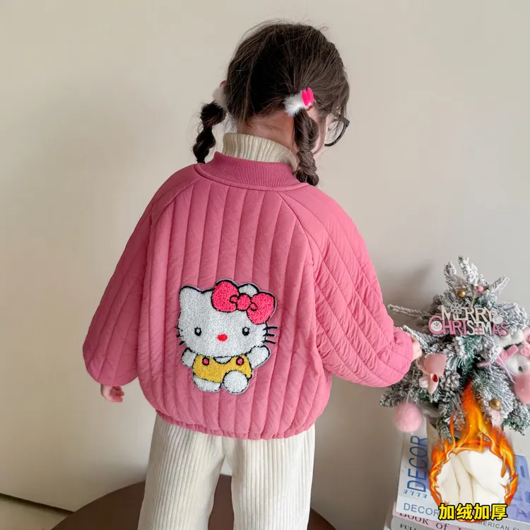 【内里加绒】女童韩版猫咪加绒加厚外套秋冬季时尚百搭拉链上衣cc