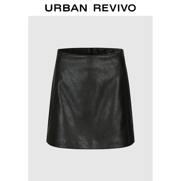 UR2025秋季新款女装流光风朋克皮革短款半裙UWJ550056+