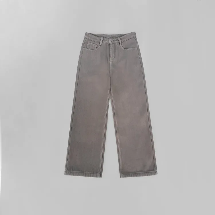 几里与麻 阔腿宽松休闲牛仔裤加绒 裤长104 2122231