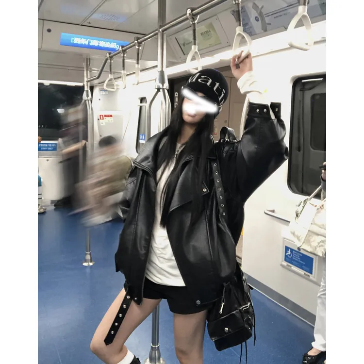 秋冬季新款百搭韩版夹克帅气机车服炸街上衣黑色皮衣休闲外套女潮