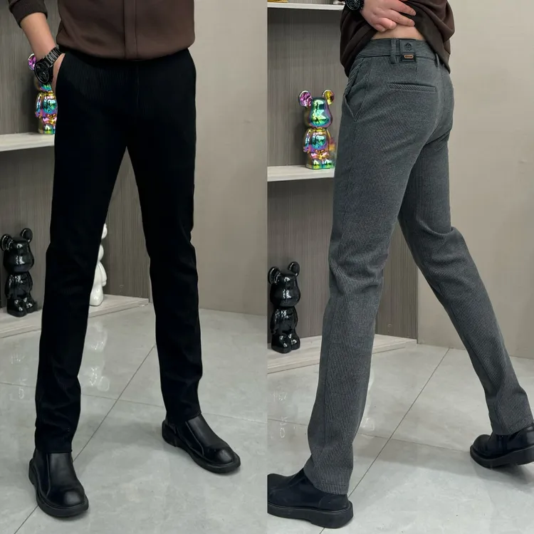 男修身遮肉长裤秋冬免烫休闲裤冬季潮流商务百搭小脚裤轻奢男裤