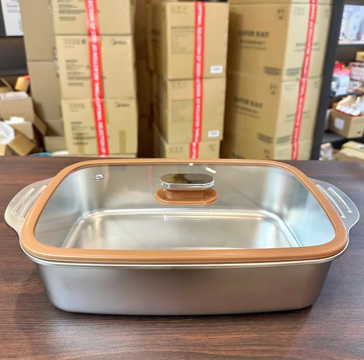 【田叔专属】5升加厚不锈钢烤鱼盘长方形家用带盖电磁炉燃气灶通用