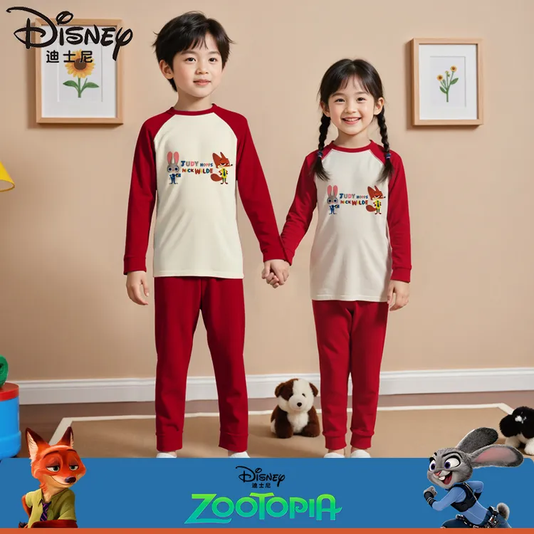 【疯狂动物城】迪士尼儿童秋冬家居服套装2025新款加绒秋衣秋裤睡衣