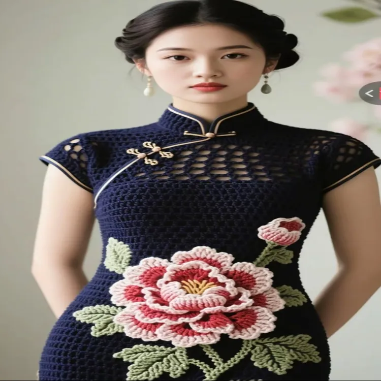 织棠牡丹花开叉裙