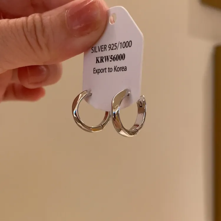 铜合金耳饰 冷淡风银色素圈耳环女小众设计高级感耳扣耳圈耳饰潮