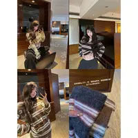 糯感帕拉蒂慵懒宽松复古条纹针织T恤女松弛感百搭休闲上衣23369#