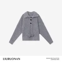 LIURUONAN | 9.28四周年【续以温柔】灰色翻领宽松短款毛衣