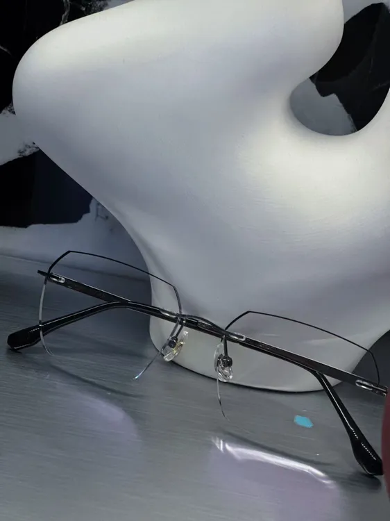 眉线钛架无框切边近视眼镜网红多边形方框可定制度数和形状