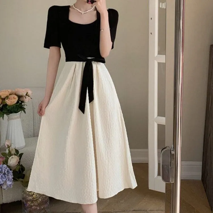 妹妹吊带裙遮肉加大包臀裙裙子显瘦大码女装胖mm拼腰a字连衣裙