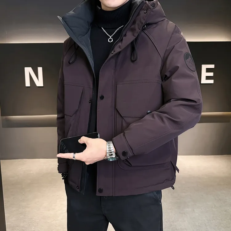 户外工装男士羽绒服冬季2025新款连帽加厚短款男装保暖防寒服外套