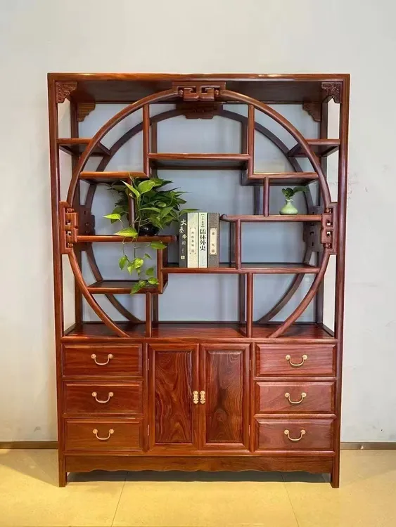 新古典大团圆博古架大气茶室新中式实木博古架客厅实木家用置物架