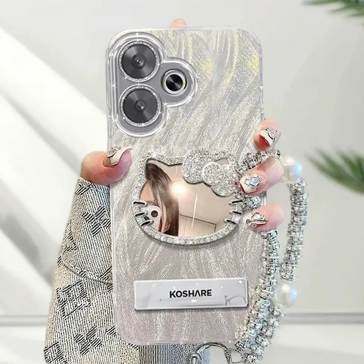 自带镜头膜红米Turbo3手机壳全包Redmiturbo3软壳镶钻kt猫镜子羽