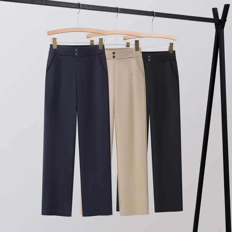 时尚秋季新款窄版直筒裤女2025高腰显瘦垂感妈妈装休闲女裤
