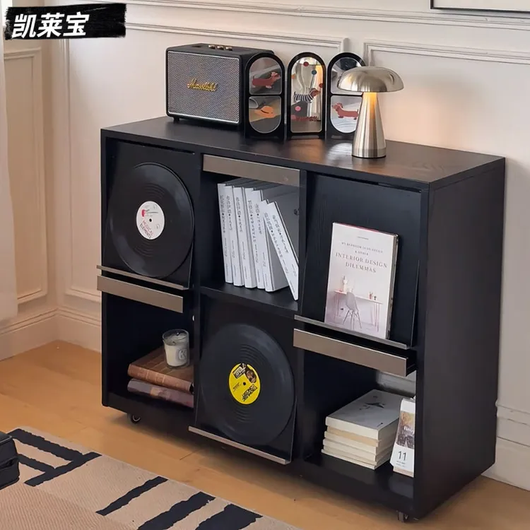 收纳柜上翻门书柜储物柜一体客厅展示柜子卧室斗柜唱片柜皮埃尔柜