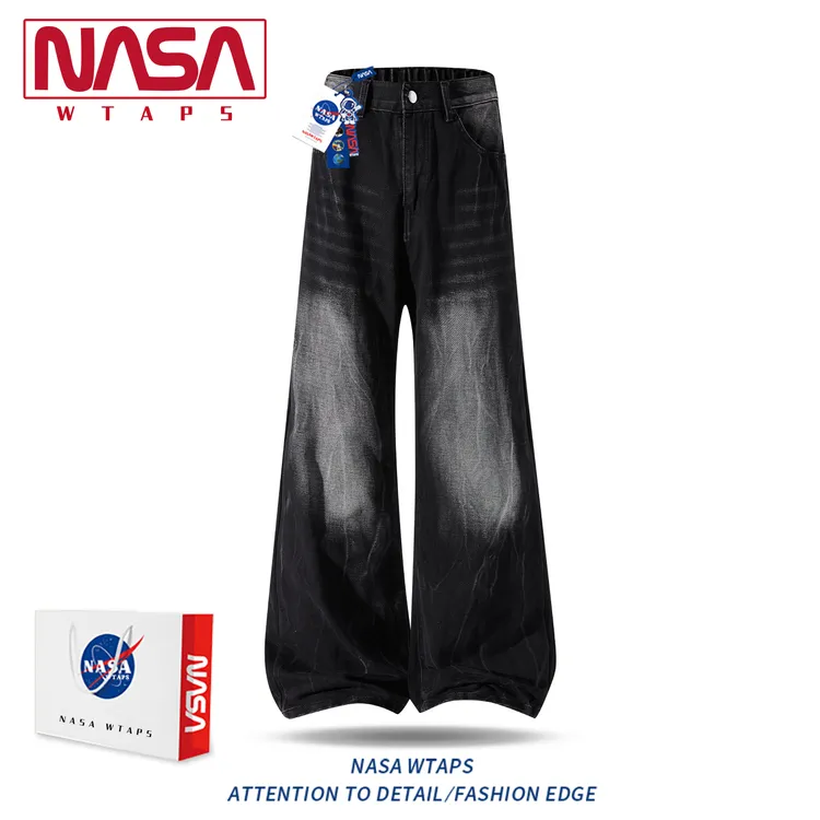 NASA WTAPS美式复古水洗牛仔裤男款秋冬阔腿直筒高街风潮流休闲裤