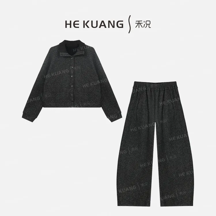 禾况HEKUANG【巴洛克】绵羊毛极简雅致针织高领套装 D655 1098 Z