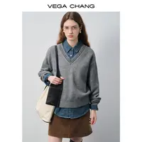 VEGACHANG【织纹新镜】针织衫女2025新款早秋氛围感精上衣0259LW
