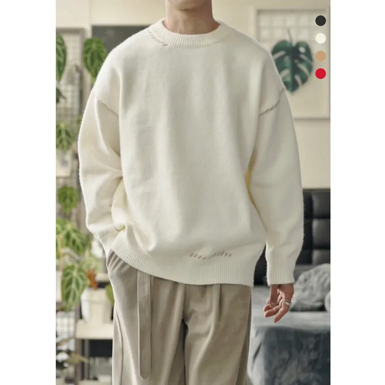 新款韩版时尚休闲百搭长袖宽松圆领男士毛衣Z8828-1
