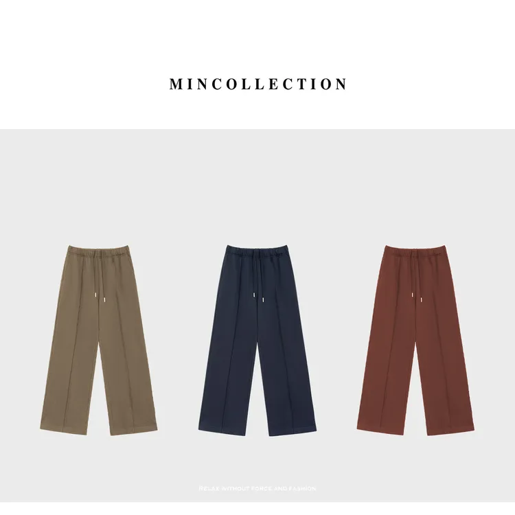 DE Mincollection散边卫裤/重磅棉中缝线松紧腰运动休闲裤55787 