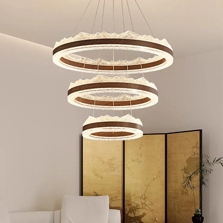 新中式客厅吊灯设计师现代简约意式轻奢圆环形餐厅灯卧室书房灯具