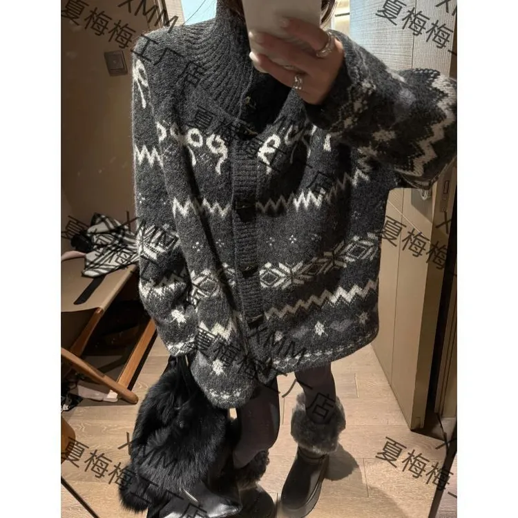 XMM.《牛角扣版费尔岛毛衣》冬款时尚休闲百搭潮流洋气款费尔岛毛衣